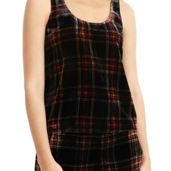 J. Crew Tartan Tank Top Velvet Black Red Gold Size 4 NWT - Picture 1 of 13